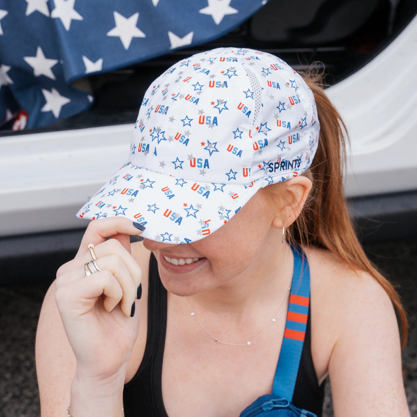 Sprints USA Flash Reflective Running Hat - SPRN-USAREFL