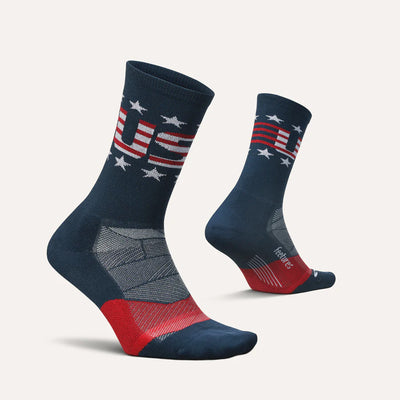 Feetures Elite Light Cushion Mini Crew Socks - USA Navy - FEET-E9030678