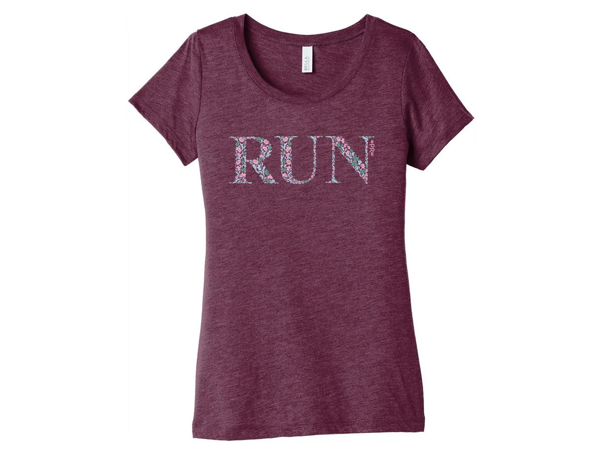 Women's =PR= Floral Run Graphic Tee - BELLA-FLORALRUNMAROON
