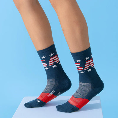 Feetures Elite Light Cushion Mini Crew Socks - USA Navy - FEET-E9030678