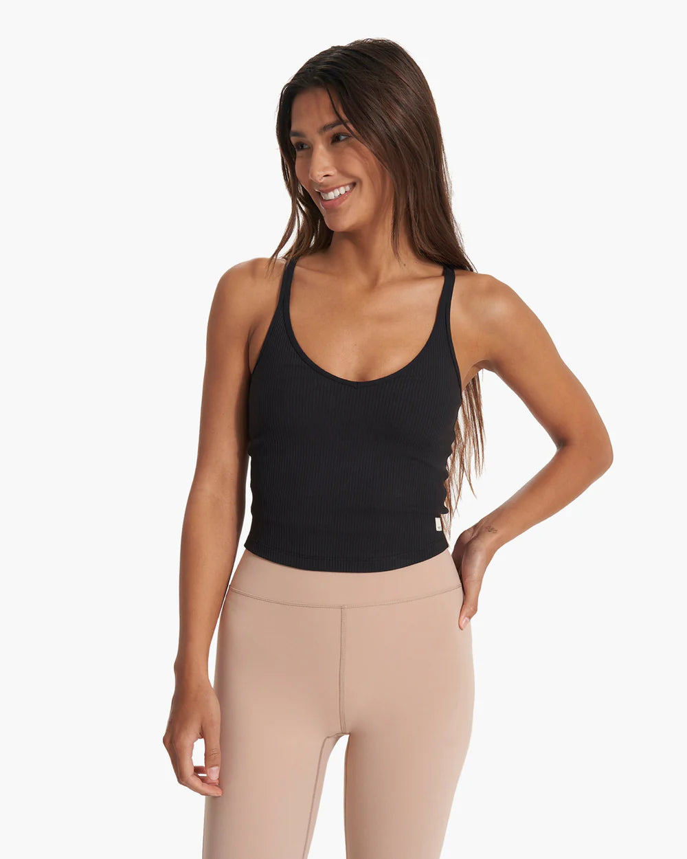 Women's Vuori Rib Crop Tank - VW189-BLK