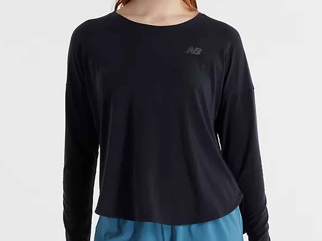 Women's New Balance Drape Jersey Long Sleeve Tee - WT43102-BK