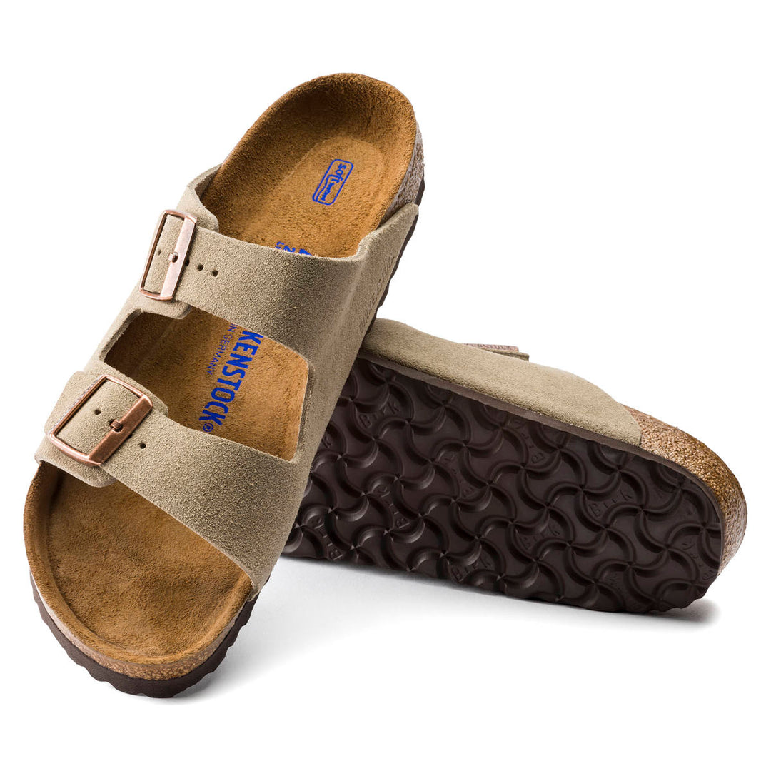 Women's Birkenstock Arizona Soft Footbed Taupe Suede - BIRK-951301