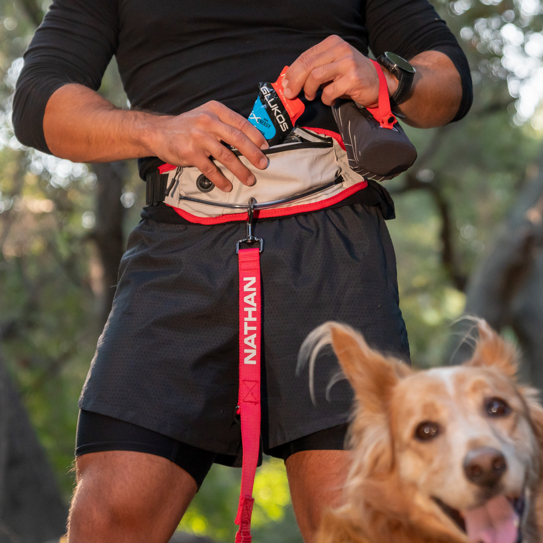 Nathan Dog Leash with Runner’s WaistPack. Hands Free Waistbelt Harness for K9. Jogging, Walking, Hiking, Running with Dog.