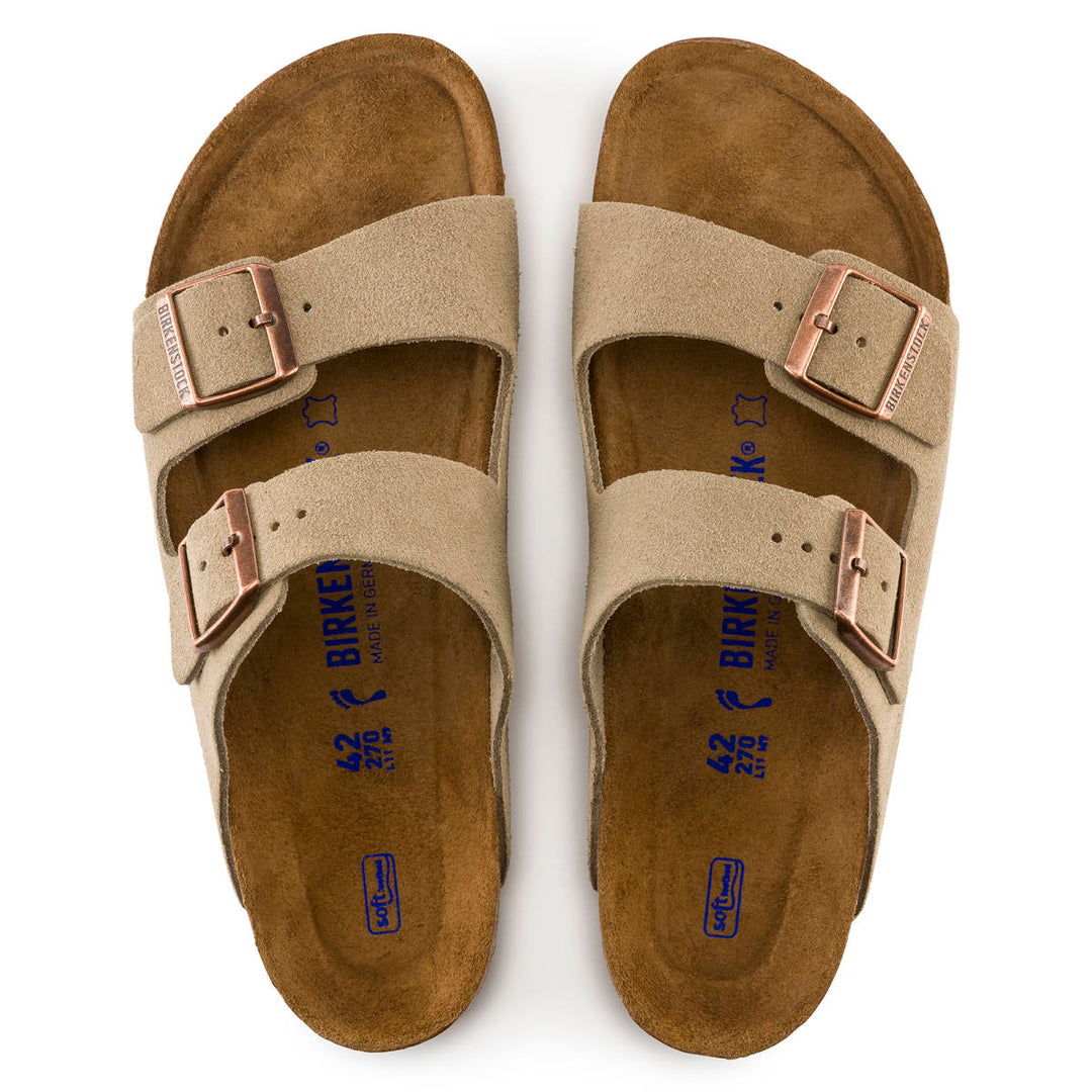 Women's Birkenstock Arizona Soft Footbed Taupe Suede - BIRK-951301