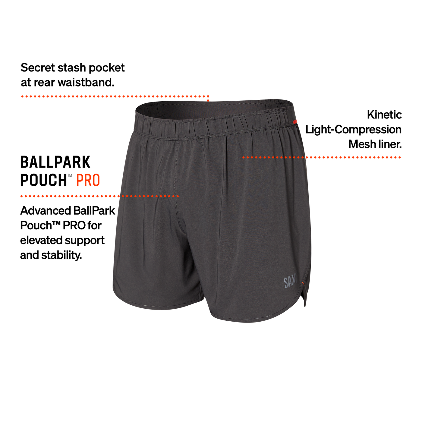 SAXX Hightail 5" 2N1 Short - SXSP01L-GRA